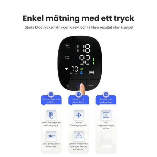 Blodtrycksmätare överarm – enkel mätning med ett tryck och tydliga resultat