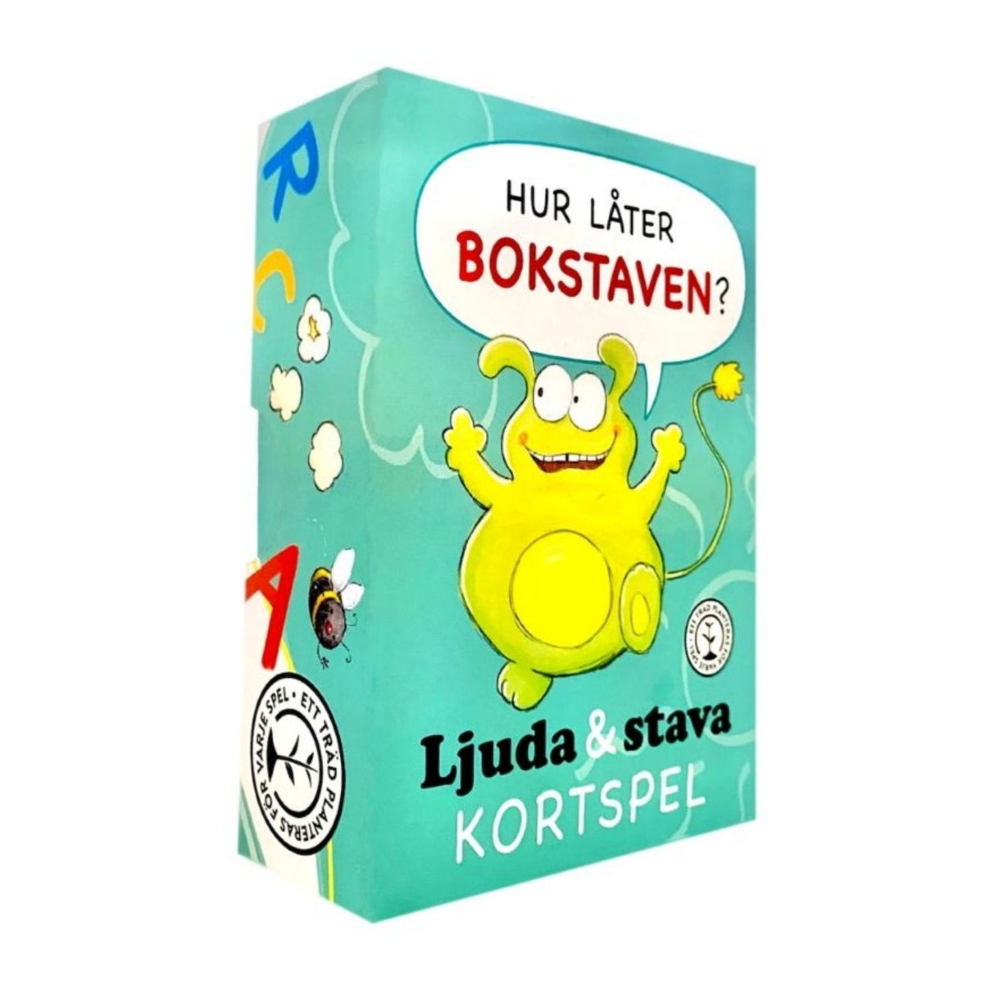 Kortspel för barn där de tränar på att ljuda och stava ord på ett lekfullt sätt.