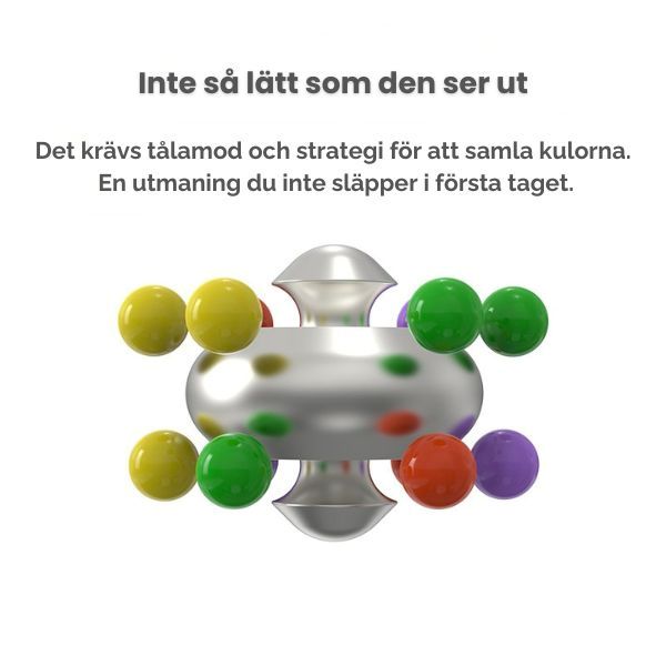 Magic Ball i genomskärning med färgade kulor - kräver tålamod och strategi för att lösas