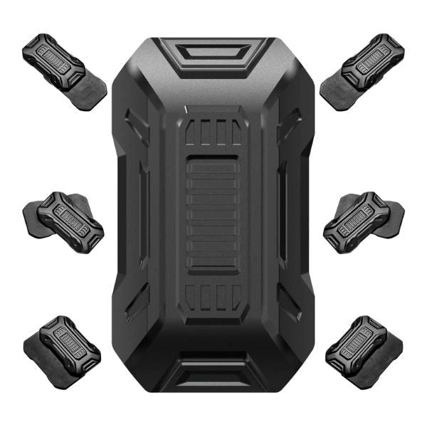 Svart Magnetisk Infinity Slider visad från ovan med flera användningsvinklar runtom