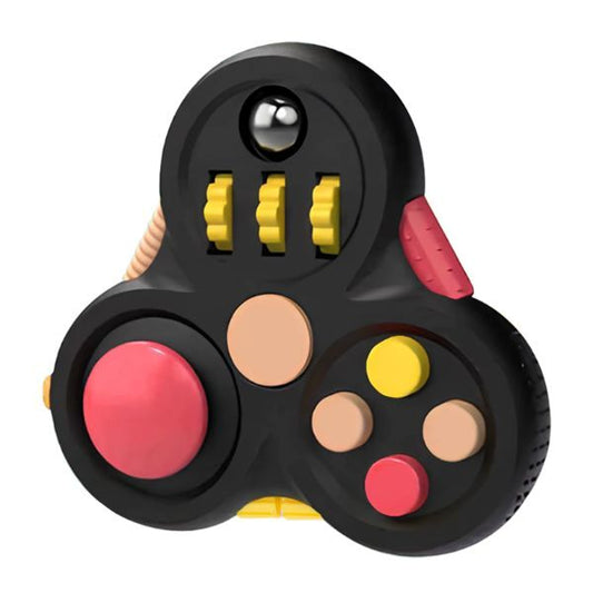 Sensorisk Gamepad Fidget – multifunktionell leksak med kugghjul och klickytor.