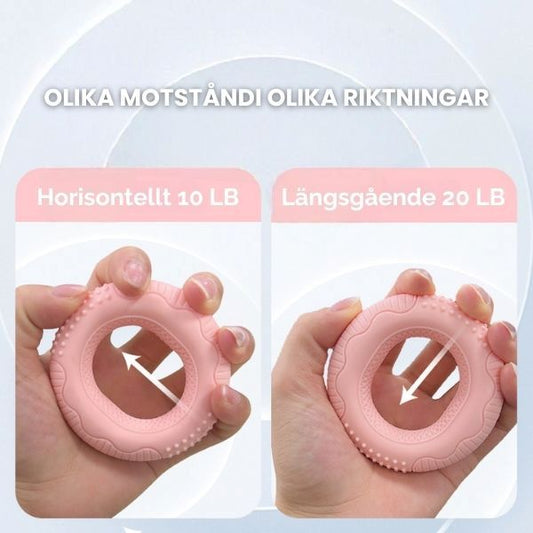 Träningsring som visar 10 LB och 20 LB motstånd beroende på pressriktning