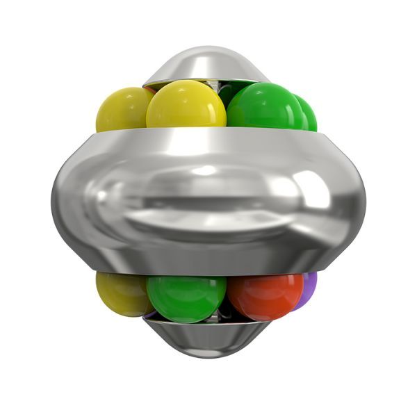 Silverfärgad Magic Ball med färgade kulor, ett sensoriskt logikspel för barn och vuxna
