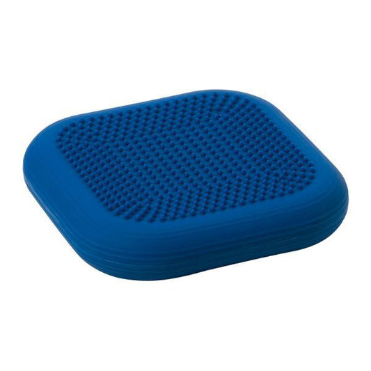 Luftfylld ergonomisk blå sittkudde som förbättrar hållning, balans och ryggstyrka vid kontorsarbete och träning.