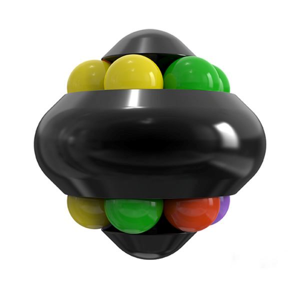 Svart Magic Ball med klickfunktion och kulor i fyra färger för fokus och problemlösning