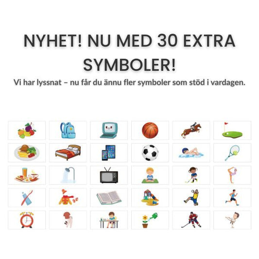30 extra symboler till visuellt hjälpmedel för ADHD, autism och vardagsrutiner.