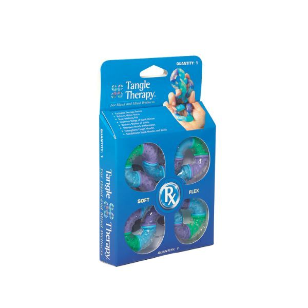 Förpackning av Tangle Therapy – Avslappnande och sensorisk fidget för stresshantering och handträning.