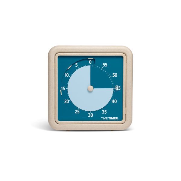 Time Timer RETRO Eco Water blå visuell timer tillverkad med 20 % växtbaserat material.