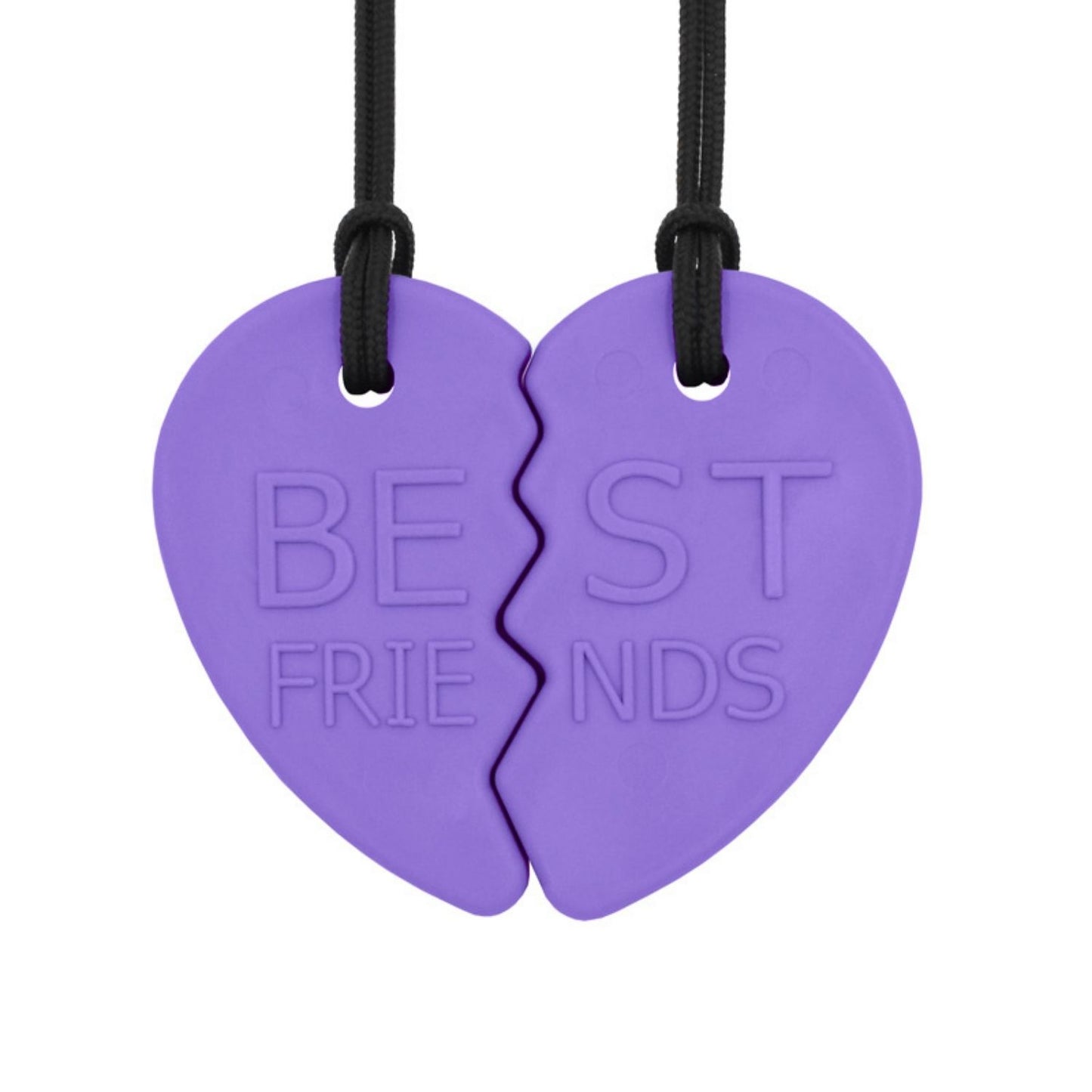 Lila tugghalsband Best Friends ihopsatt i hjärtform med texten Best Friends