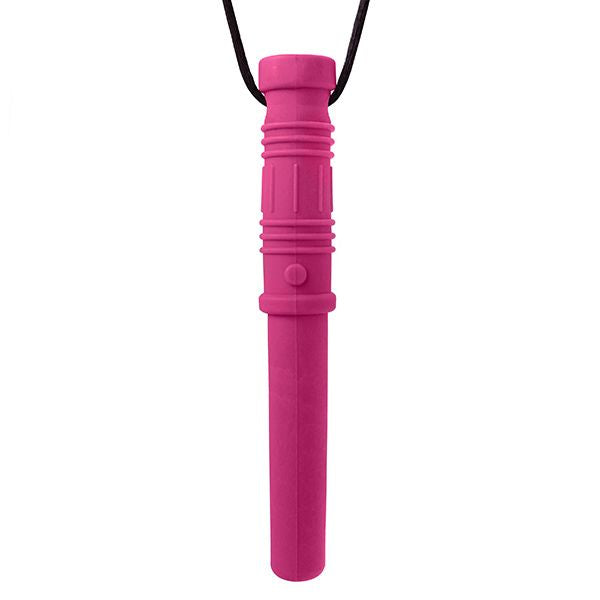 Tugghalsband Bite Saber i cerise med lasersvärdsdesign för sensorisk stimulans
