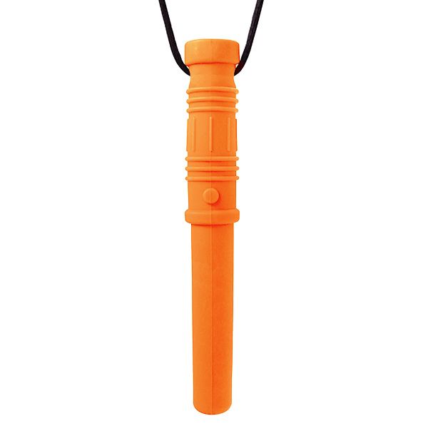 Orange Tugghalsband Bite Saber med lasersvärdsform, passar olika tuggstyrkor