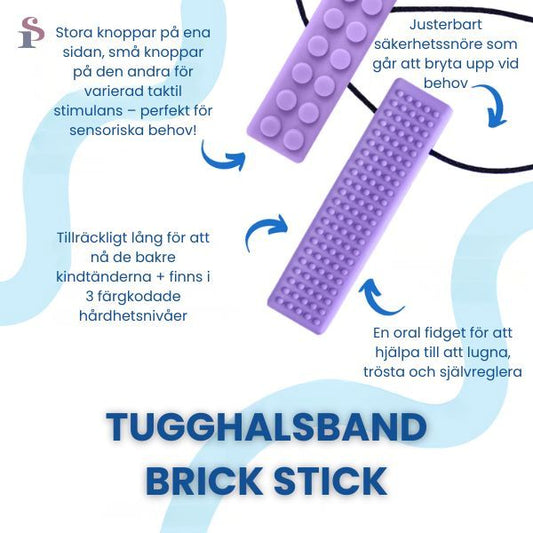 Lila tugghalsband med knottrig yta och varierad taktil stimulans, utformat för självreglering och sensorisk balans.