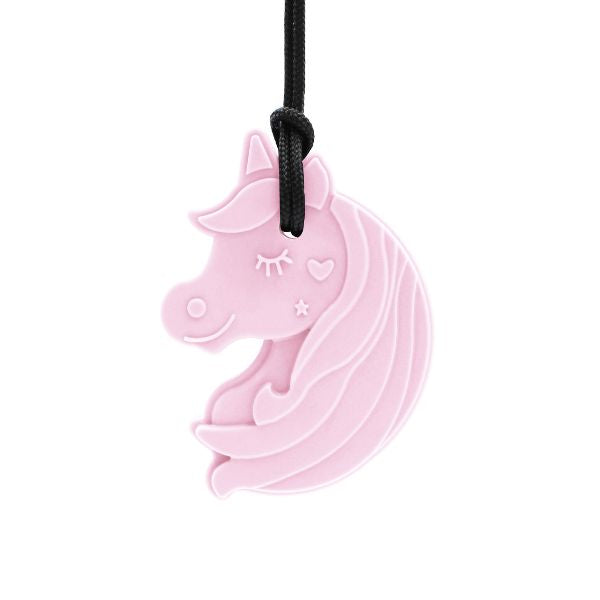 Ljusrosa Tugghalsband Chewnicorn för barn och vuxna med NPF.
