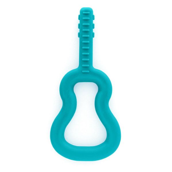 Turkos Gitarr-tugghjälpmedel, formad för att nå bakre tänderna.