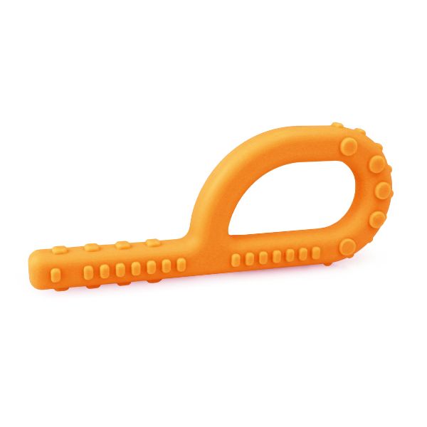 Orange tugghjälpmedel med texturerat handtag för sensorisk användning