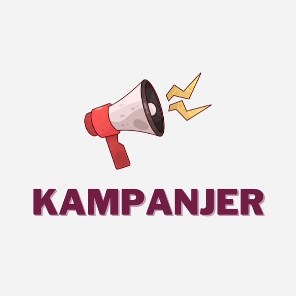 Megafon med blixtar och texten Kampanjer - illustration för nedsatta hjälpmedel och aktuella erbjudanden.