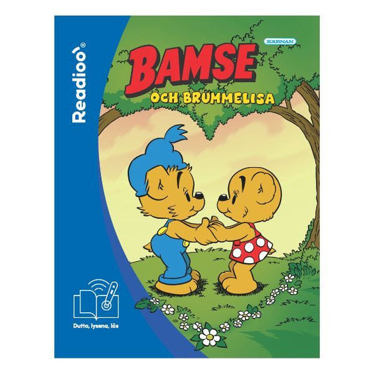 Omslag till barnboken Bamse och Brummelisa, en interaktiv Readioo-bok om vänskap och känslor för barn
