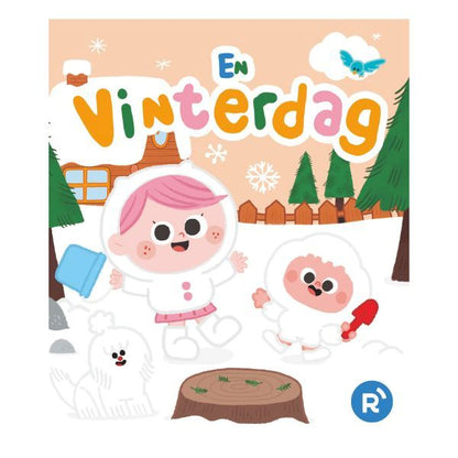 Framsida av barnboken En vinterdag från Readioo med figurer i snölandskap.