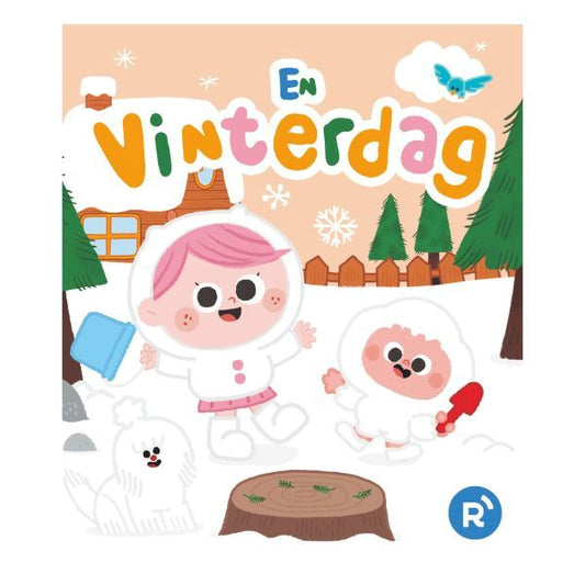 Framsida av barnboken En vinterdag från Readioo med figurer i snölandskap.