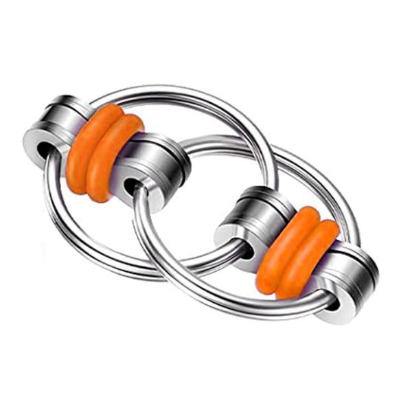 Fidget Flippy Chain med orange silikonringar – hjälpmedel för rastlöshet.