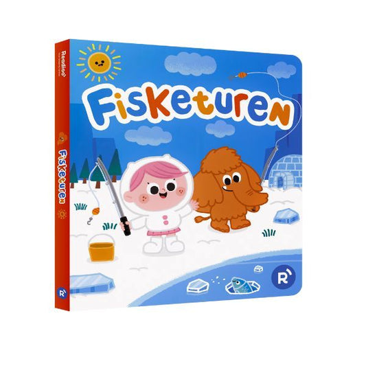 Interaktiv barnbok Fisketuren från Readioo med Sabina och mammuten Elke ute på isfiske.