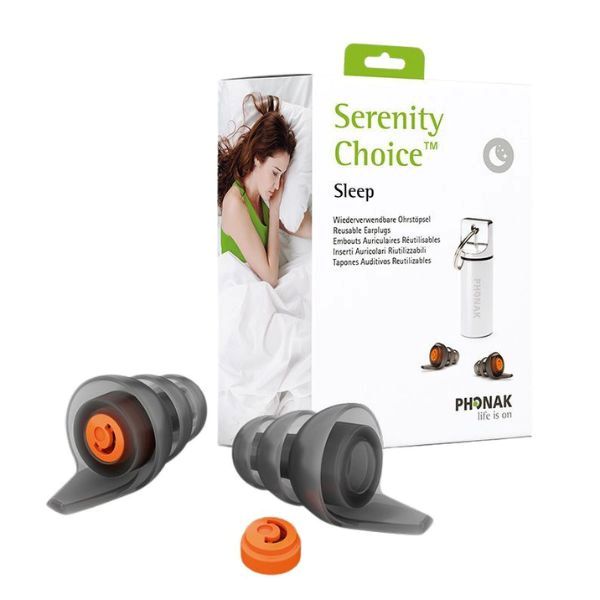 Komplett set av Serenity Choice Sleep med öronproppar, filter och bärfodral.
