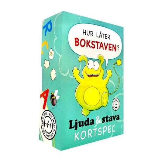 Kortspel för barn där de tränar på att ljuda och stava ord på ett lekfullt sätt.