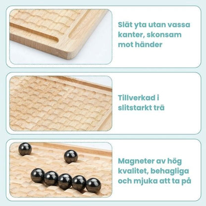 Detaljer av Magnetic Chess med slät träyta och starka magneter som är behagliga och säkra att ta i