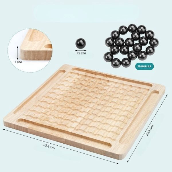 Magnetic Chess i trä med spelbräde, 20 magnetkulor och tydliga mått för pedagogiskt och strategiskt spel