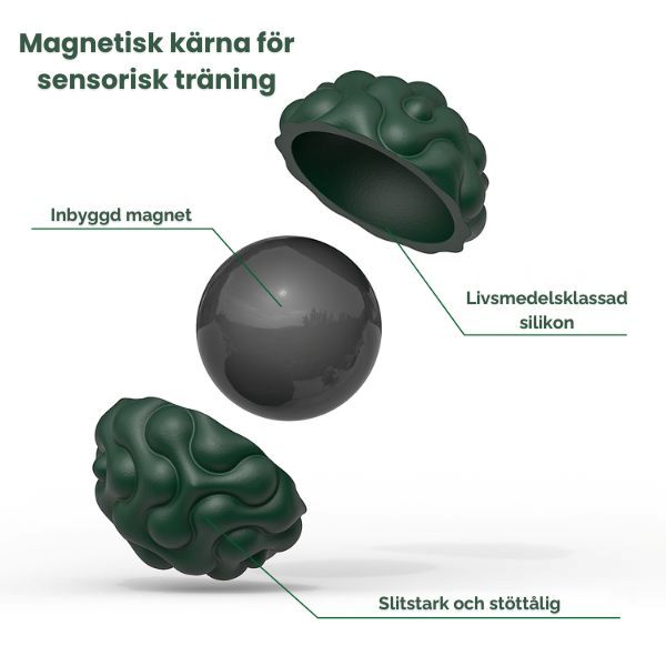 Magnetisk kärna i sensoriska fidgetbollar tillverkad i livsmedelsklassad silikon med slitstark design för taktil träning