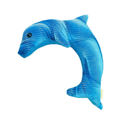 Blå Manimo Tyngddelfin 1 kg och 2 kg, mjukt tyngddjur för barn med sensoriska behov.