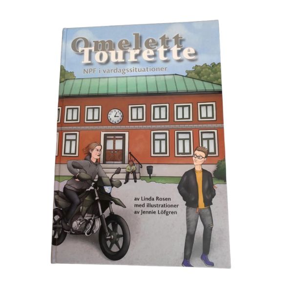 Omslaget till boken Omelett Tourett – NPF i vardagssituationer, en humoristisk men insiktsfull skildring av vardagslivet.