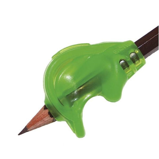 Grönt Grotto Grip penngrepp på blyertspenna, ergonomiskt NPF-hjälpmedel för skrivträning