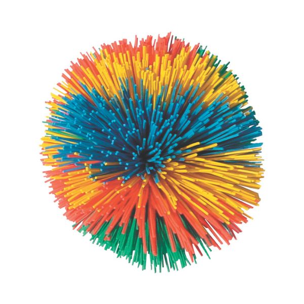 Flerfärgad pompom-boll för taktil stimulans och sensorisk lek, 10 cm i diameter
