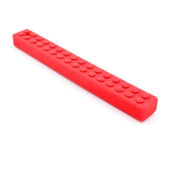 Rött sensoriskt MEGA Brick Stick – robust tugghjälpmedel i silikon.