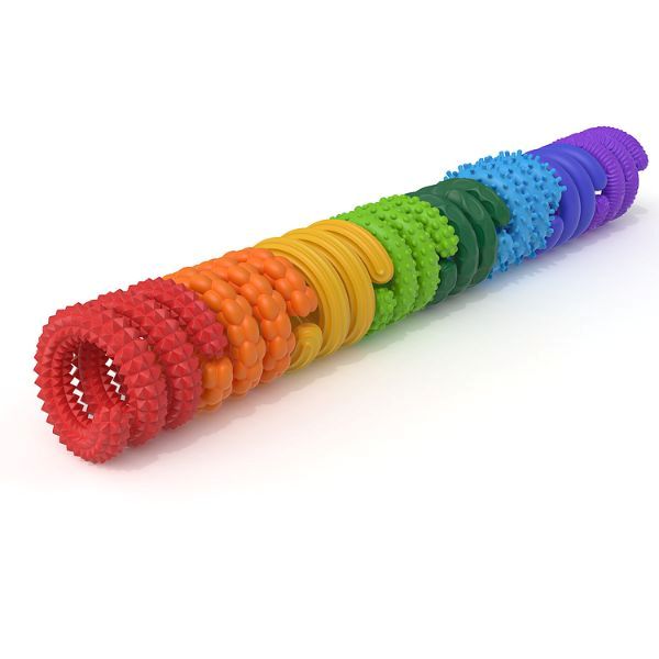 Komplett set med åtta sensoriska fidgetstavar i regnbågsfärger och varierade texturer