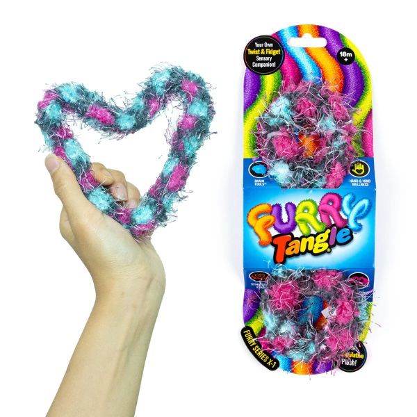 Fluffig fidgetleksak med taktil yta, utmärkt för att minska stress och rastlöshet.