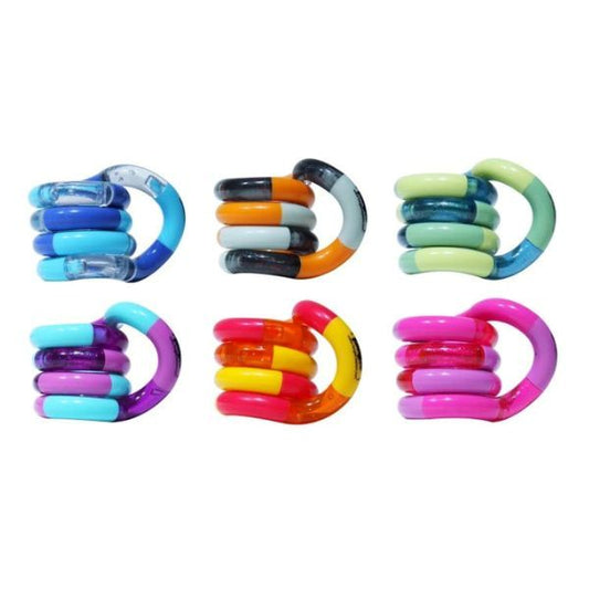 Sex hoprullade Tangle Jr Classic-leksaker i olika färger, perfekta för att samla och mixa.