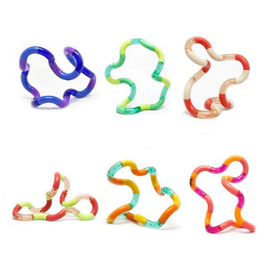 Tangle Jr Classic fidgetleksaker formade i olika figurer visar mjuk rörelse och sensorisk stimulans