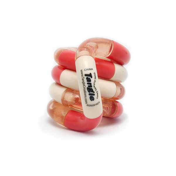 Tangle Jr Classic fidgetleksak rosa och vit NPF hjälpmedel för taktil stimulans och vardagslugn