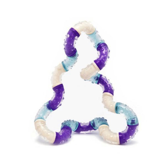 Tangle Relax fidgetleksak blå lila och vit mjuk sensorisk leksak som främjar lugn och koncentration