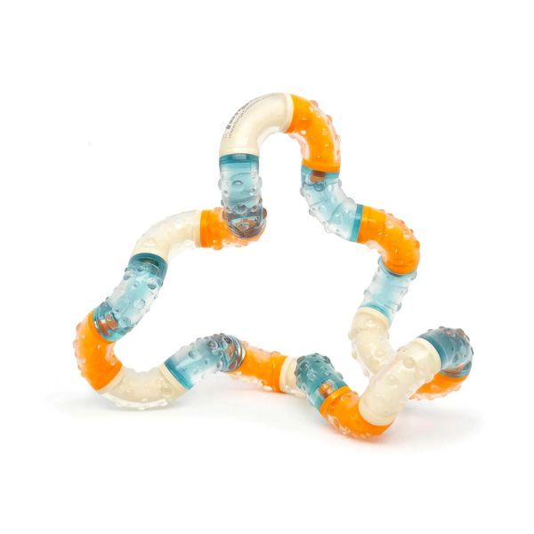 Tangle Relax fidgetleksak orange turkos och vit taktil leksak för stresslindring och fokus