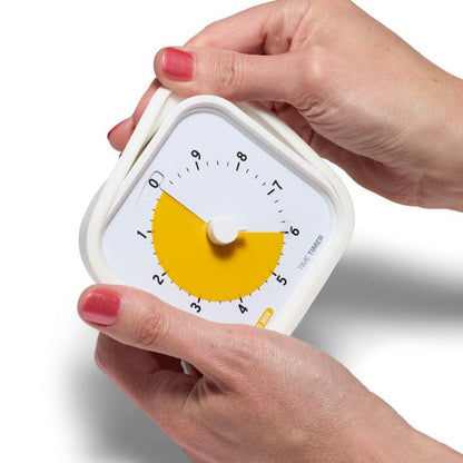 Time Timer MOD 10 minuter med avtagbart silikonfodral i vit färg.