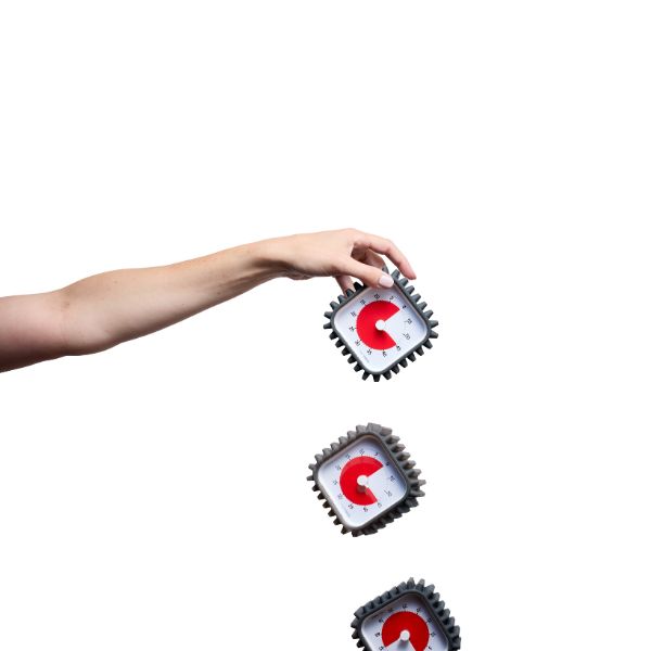 Time Timer MOD i däckmönstrat skydd falltestas för att visa dess stöttåliga konstruktion.