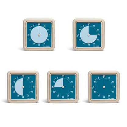 Time Timer RETRO Eco Water (blå) visar visuell nedräkning och hjälper till att skapa lugn.