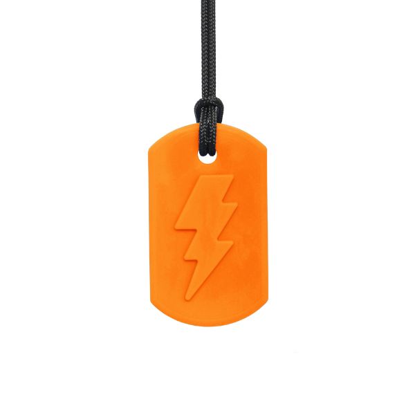Tugghalsband Bolt Bite Lightning i orange, slitstarkt och säkert för tuggbehov.