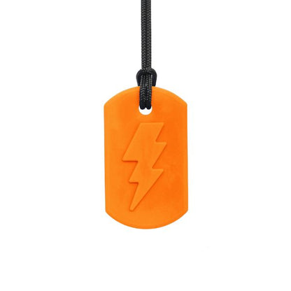 Tugghalsband Bolt Bite Lightning i orange, slitstarkt och säkert för tuggbehov.