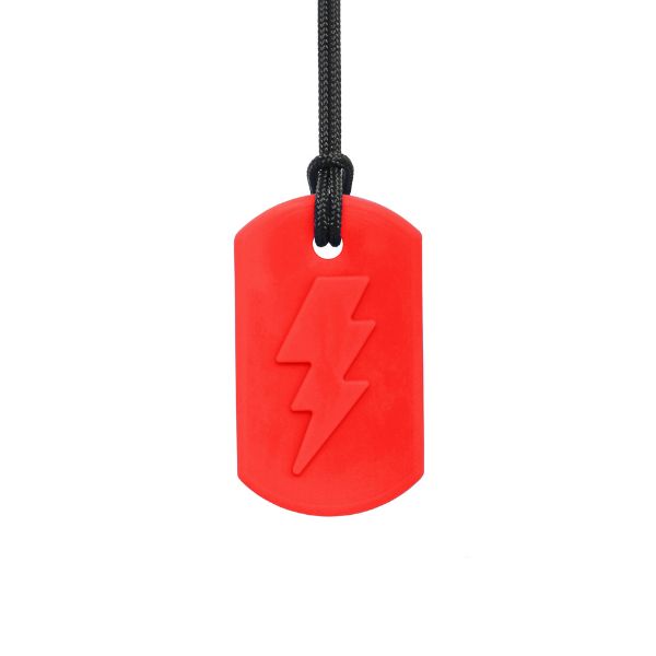 Tugghalsband Bolt Bite Lightning i röd färg, med strukturerad framsida och slät baksida.