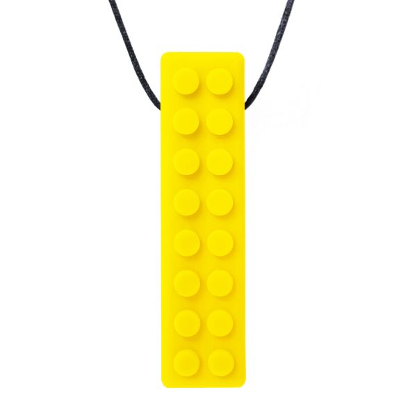 Tugghalsband Brick Stick i gult med strukturerad yta, anpassat för taktilt behov.