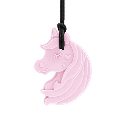 Ljusrosa Tugghalsband Chewnicorn för barn och vuxna med NPF.